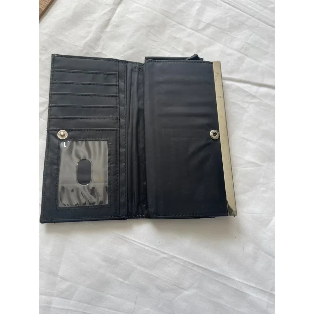 Vintage Wallet LOVE Tattoo Style Bohemian Boho Hinged Wallet Long Clutch Brown